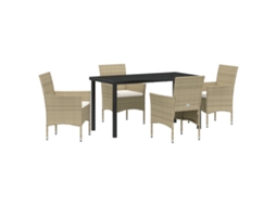 Conjunto 5 Conjunto De Móveis De Jardim Vidaxl Bege Vime Pe (140 X 70 X 73 Cm)