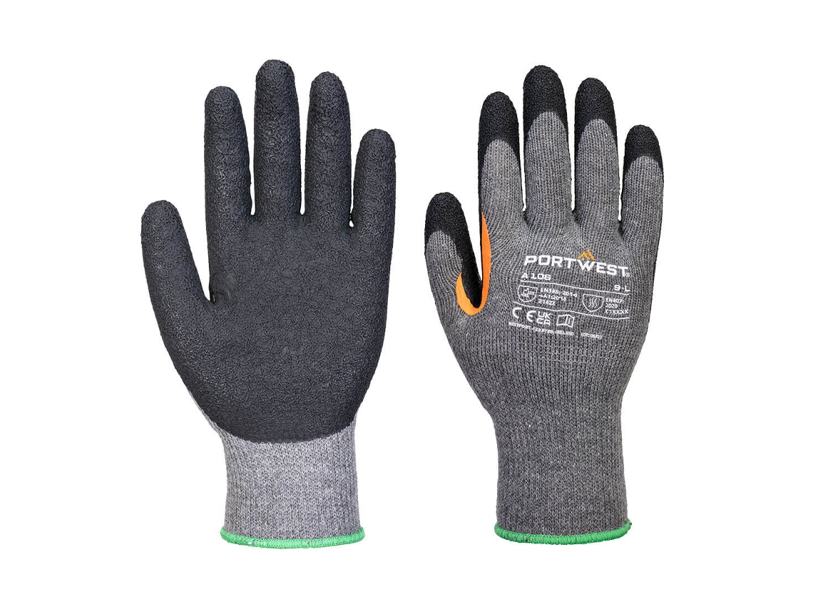 Luva De Polegar Reforçada Com Látex Grip 10 - Pacote De 12 Cinza E Preto / Xxl