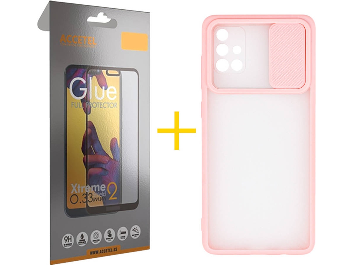 Capa + Película para Samsung Galaxy A71 ACCETEL Rosa-Creme