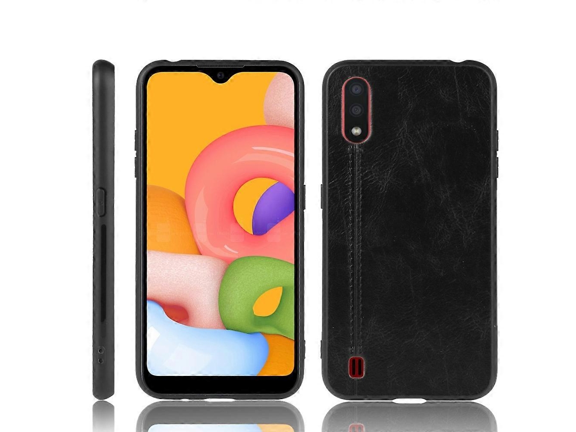 Capa Para Galaxy A01 À Prova De Choque Com Estampa De Vaca Costurada, Feita Em Pc + Pu + Tpu.