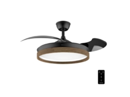Ventilador De Teto Cecotec Energysilence Aero 4320, Modelo Invisible Wood &amp; Black, Com Luz. 35w, 6 Velocidades, Pás Retráteis.