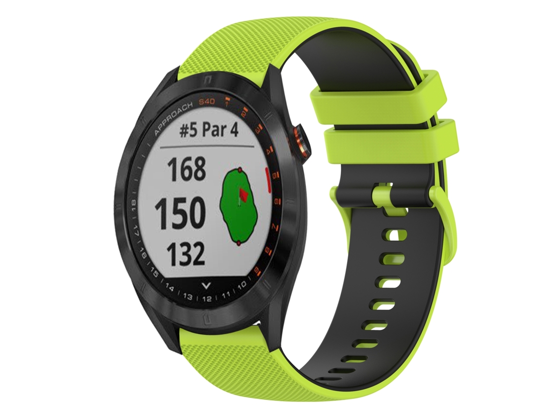 Bracelete de Smartwatch para Garmin Approach S40 20mm de silicone de duas cores xadrez (verde limão + preto)