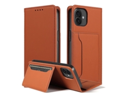 Capa De Couro Para Celular Com Suporte Para Cartão Magnetism Skin Feel