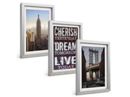 Composição De Quadros Citação Sobre Paisagens De Nova York Espelharte (3 Peças 20x30 Cm)