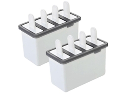 Moldes De Paletas Yolife De Plástico Pp Seguro, Reutilizáveis, 4 Formas Com Caixa, 70ml Cada, Lavável Na Máquina De Lavar Louça Branco