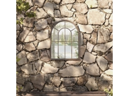 Vidaxl Espelho De Jardim P/ Uso Exterior Ferro 60x45 Cm Cor De Areia