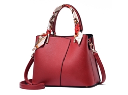Bolsas Femininas, Couro Macio borgonha YUNZII (com um Lenço Vermelho)