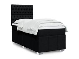 Vidaxl Cama Com Molas/colchão 90x190 Cm Tecido Preto