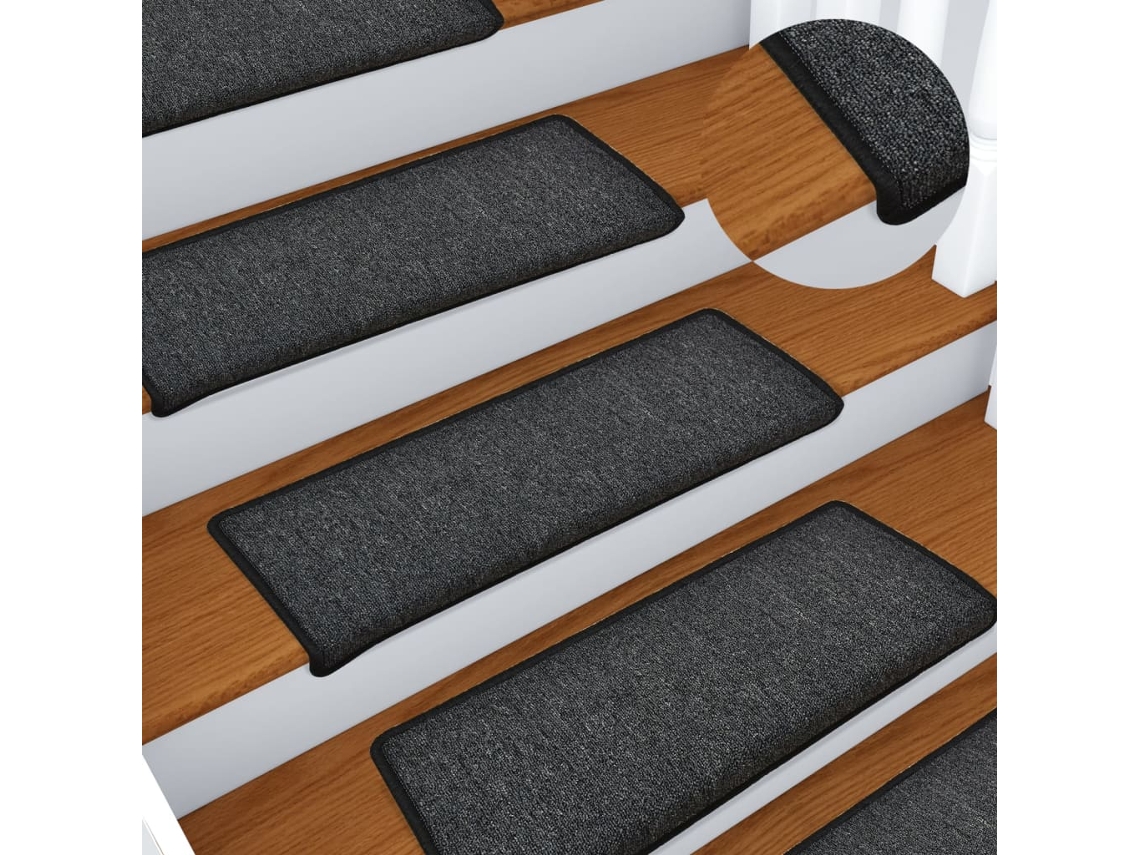 Vidaxl Tapetes De Escada 15 Peças 65x21x4 Cm Antracite Com Borda Retangular