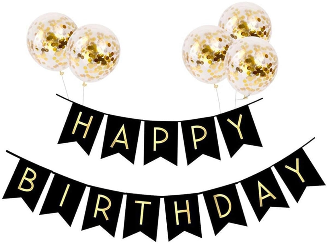 Conjunto de bolas comemorativas de aniversário e 5 bolas de confete BRILVIBERA