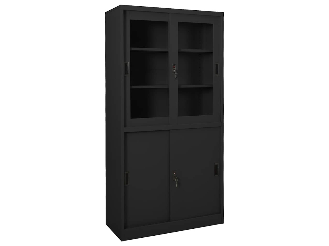 Vidaxl Armário Escritório Porta Deslizante 90x40x180 Cm Aço Antracite