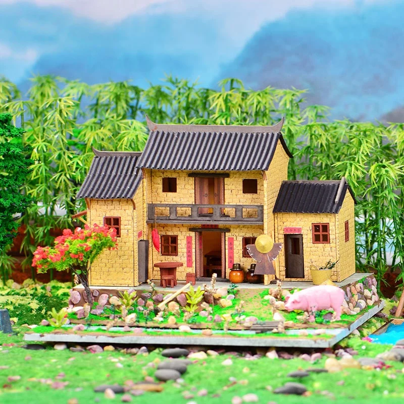 Faça Você Mesmo uma Casa de Férias na Montanha Chinesa: Modelo 3d de Cabana de Madeira no Campo. MDUG