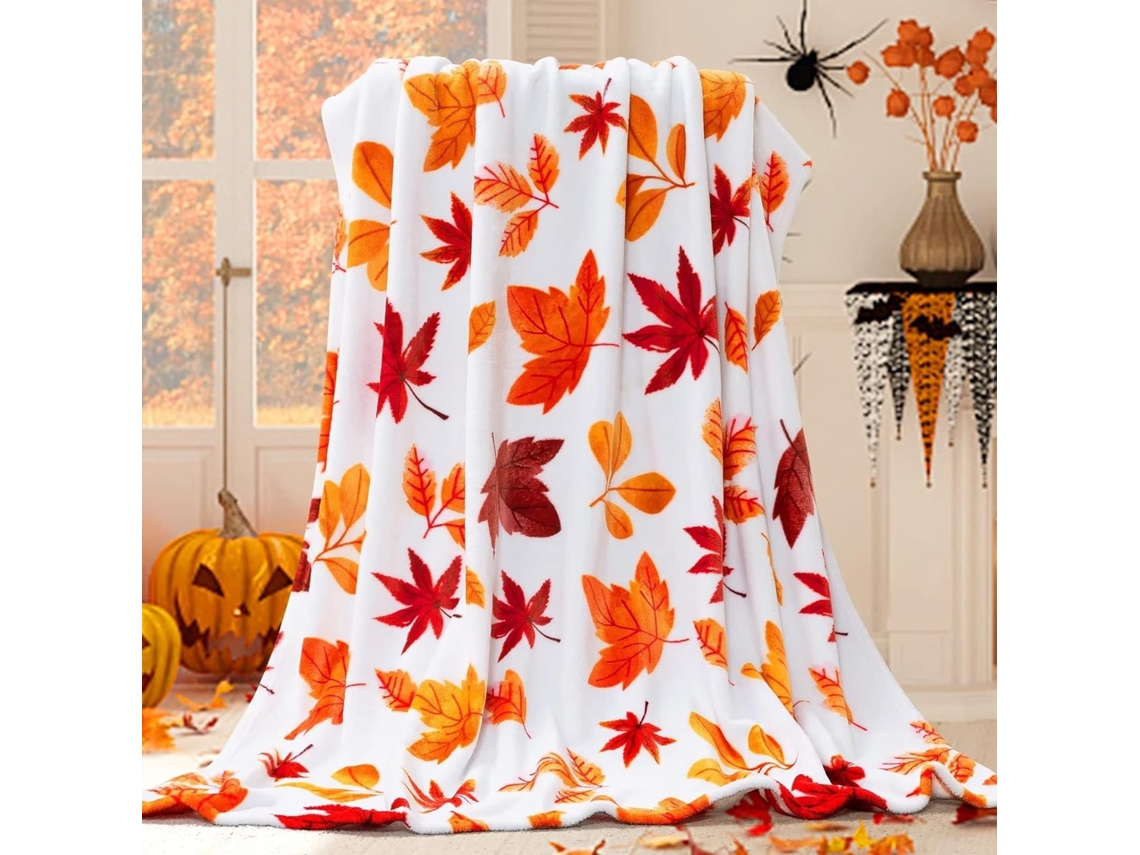 Manta De Outono, Decoração De Outono Com Abóbora De Halloween, Manta De Piquenique De Lã Felpuda Para Sofá E Cadeira (127 Cm X 152 Cm) Estilo 2