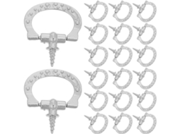 Conjunto De 20 Mini Puxadores Anel Vintage Autoatarraxantes Em Liga Zinco Prateada