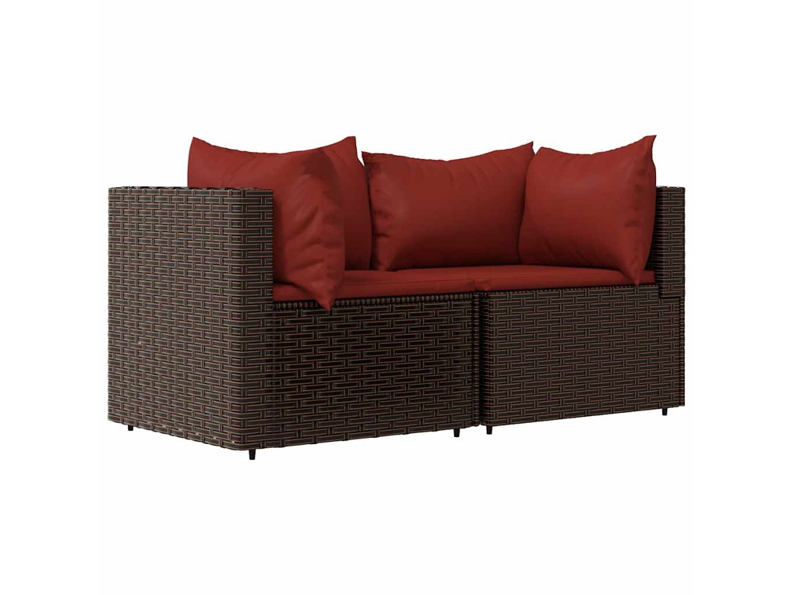 Maison Exclusive - Sofás De Canto Para Jardim Com Almofadões 2pcs Vime Pe Castanho