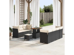 Vidaxl Conjunto De Sofá De Jardim 10 Unid. Preto Vime Pe