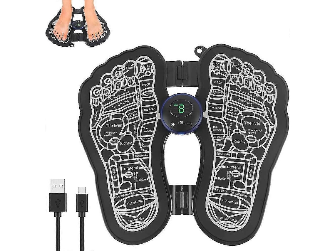 Ems Massageador De Pés Elétrico, 6 Modos 9 Níveis Intensidade Tapete Massagem Dobrável Portá Til Intel