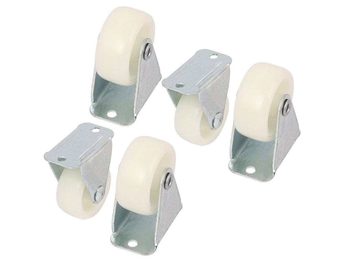 2" Branca 5pcs Rodízios Fixos Com Placa Superior De N, Aexit 1, Nylon