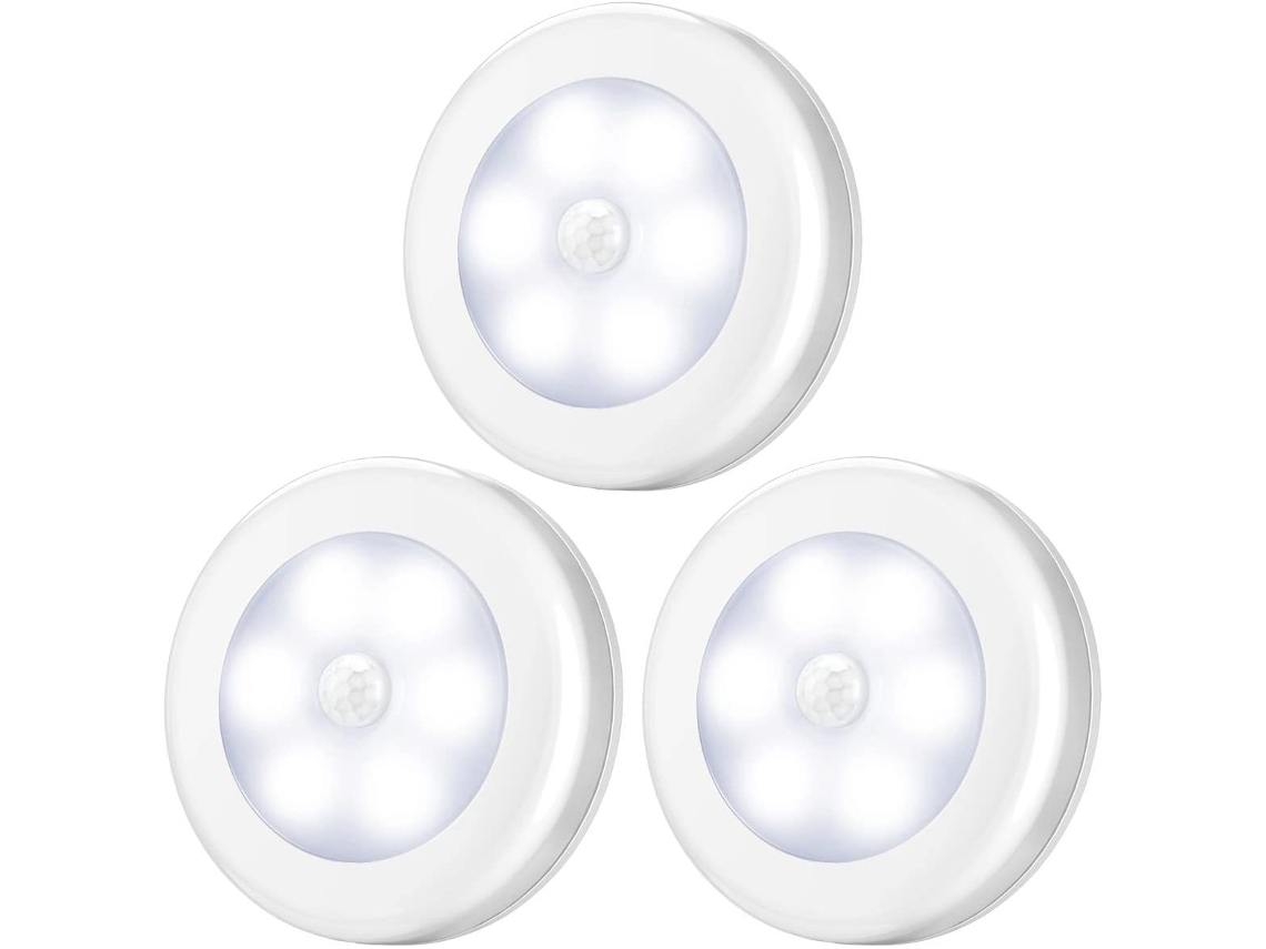 Luz Noturna Led Com Sensor De Movimento, Alimentação Por Bateria Para Armário, Cozinha, Escada, Corredor