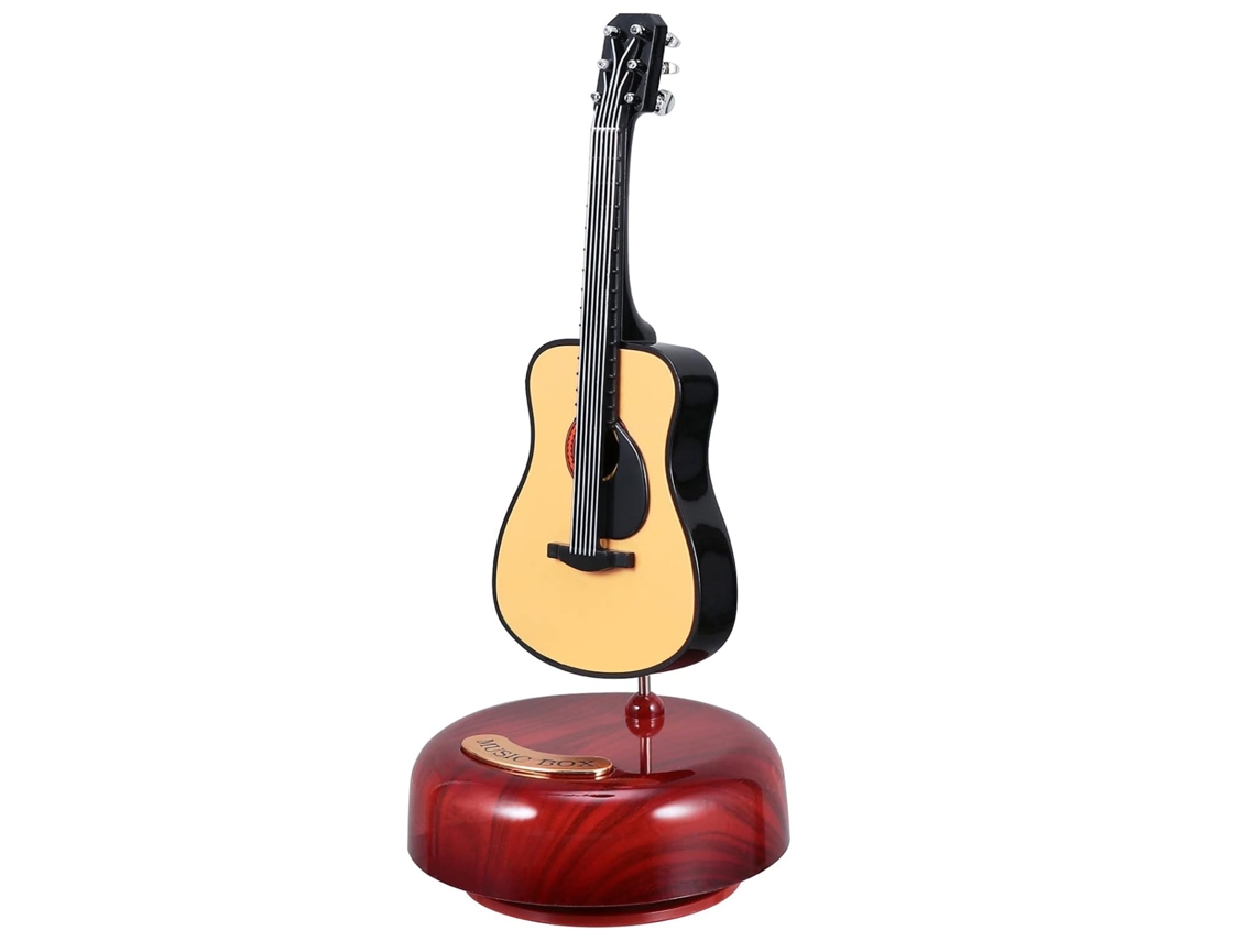 Caixa De Música Miniatura De Guitarra Instrumento Musical Vintage Dia Dos Namorados Dia Das Mães (marrom)
