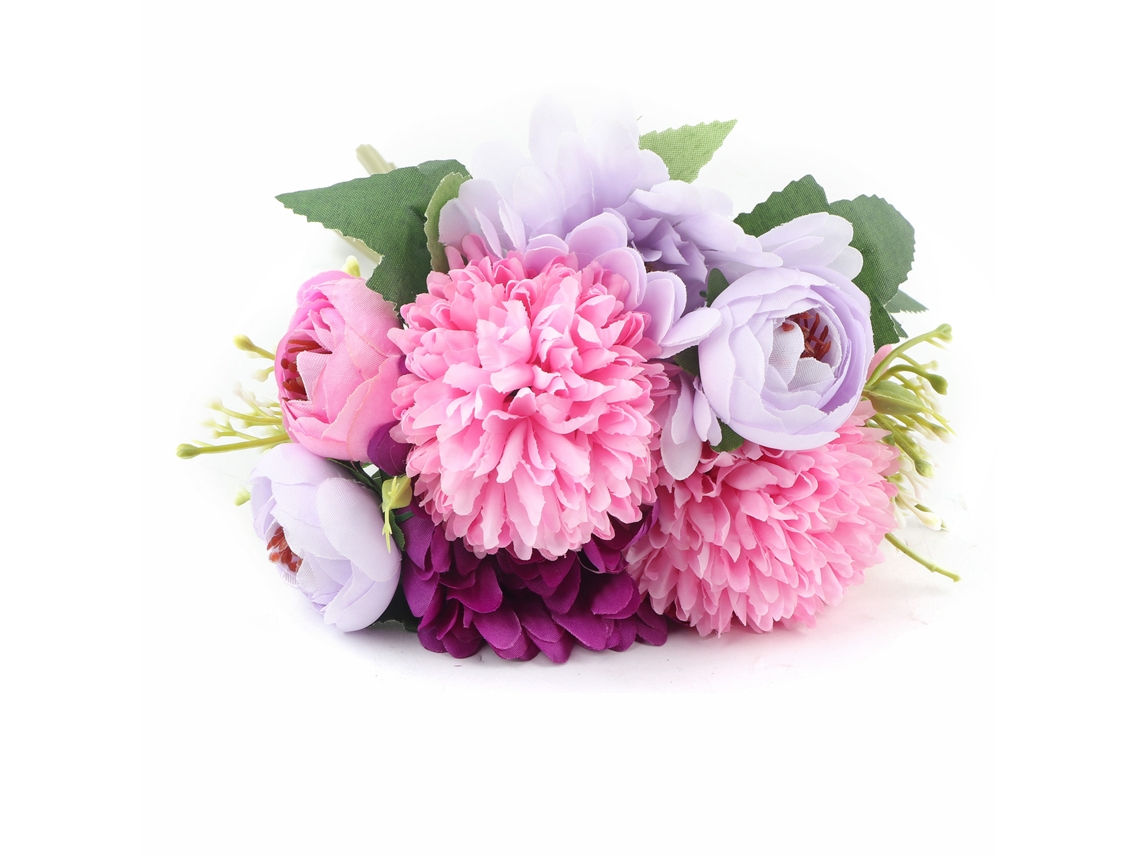 Buquê de flores de seda artificial vibrante para decoração de casa, casamento e festas