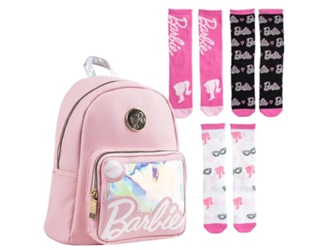 Mochila Casual Infantil Rosa Pacote De 3 Meias Barbie Tamanho 35 38 Licencias Infantiles