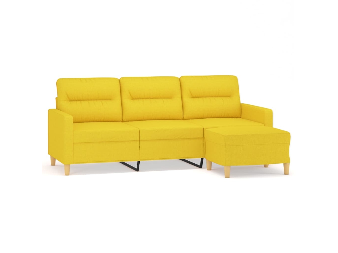 3-seater Sofa With Footstool, 3-seater Sofas With Footstools Vidaxl Amarelo Tecido (n/a)