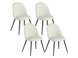 Conjunto de 4 Cadeiras Poñiéster e Aço Cor Creme Branco 50x56x83 cm Homcom