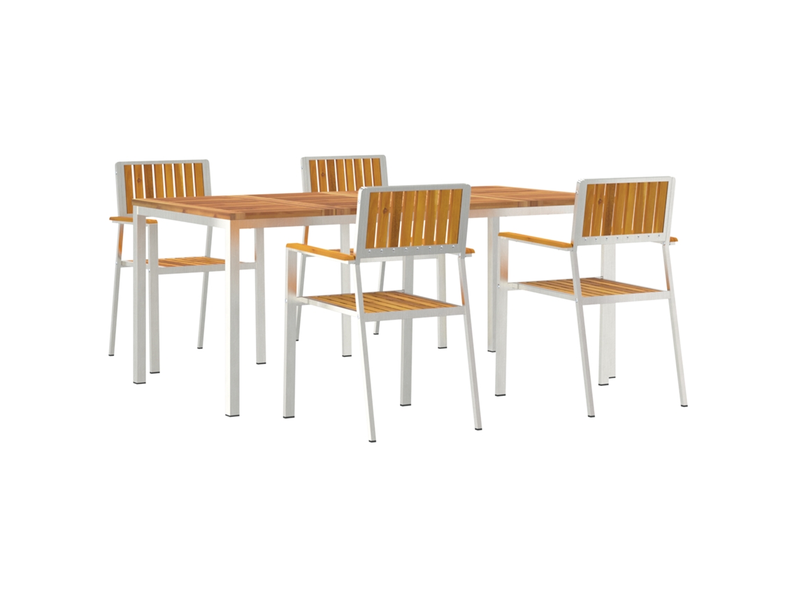 Conjunto 5 Jantar Ao Ar Livre Vidaxl Castanho Madeira De Acácia Maciça (180 X 90 X 75 Cm)