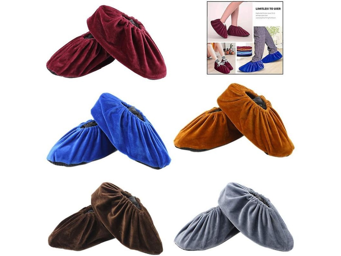 5 pares de capas de sapato laváveis, flanela, confortáveis, respiráveis | S/MARCA