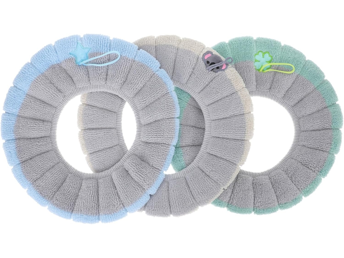 Capa Acolchoada E Elástica Para Assento Sanitário, Conjunto De 3 Peças, Bege, Verde E Azul.