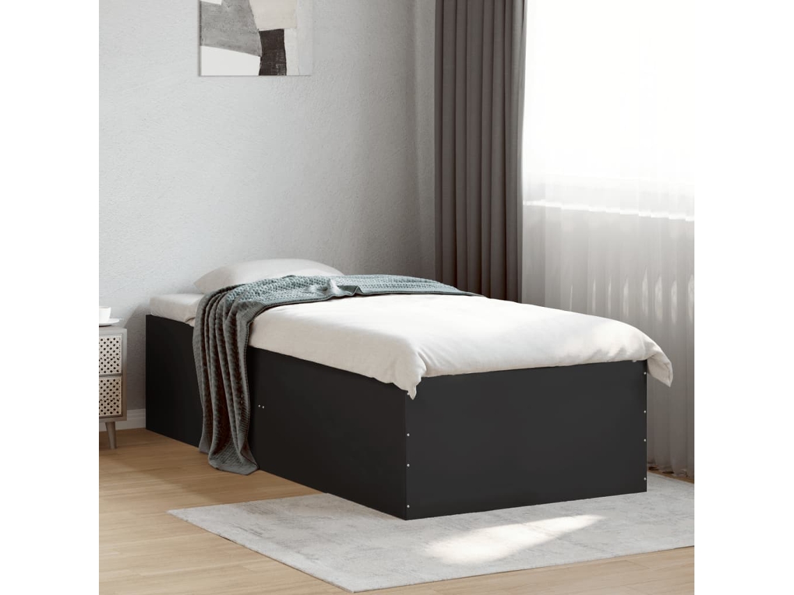 Vidaxl Estrutura De Cama 90x190 Cm Derivados De Madeira Preto