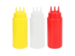 Nova Line 3pcs Garrafa de Condimentos com Tampa 3 Buracos para Molhos Salada Ketchup