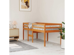 Cama Alta 75x190 Cm Madeira De Pinho Maciça Castanho Cera