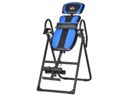 Banco de Inversão Dobrável, treinado de Gravidade, Rodas Móveis, Metal Abs, Preto+azul, 132x71x145cm | S/MARCA