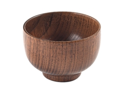 Tigela de Madeira de Azeroleira, Estilo Japonês Antiga, Verniz, para Crianças, Adultos, 11x6.5cm