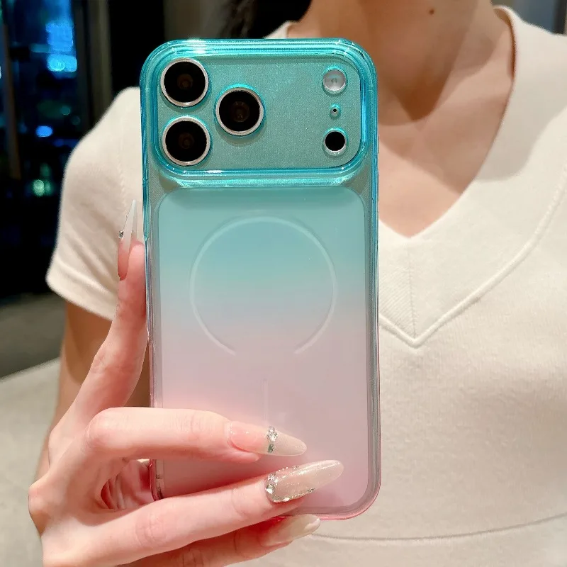 Capa Fosca Para Celular (iphone 14 Pro Azul E Vermelho), Resistente A Impactos E Impressões Digitais.