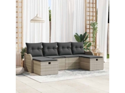Vidaxl Conjunto De Sofá De Jardim 6 Unid. Cinzento-claro Vime Pe
