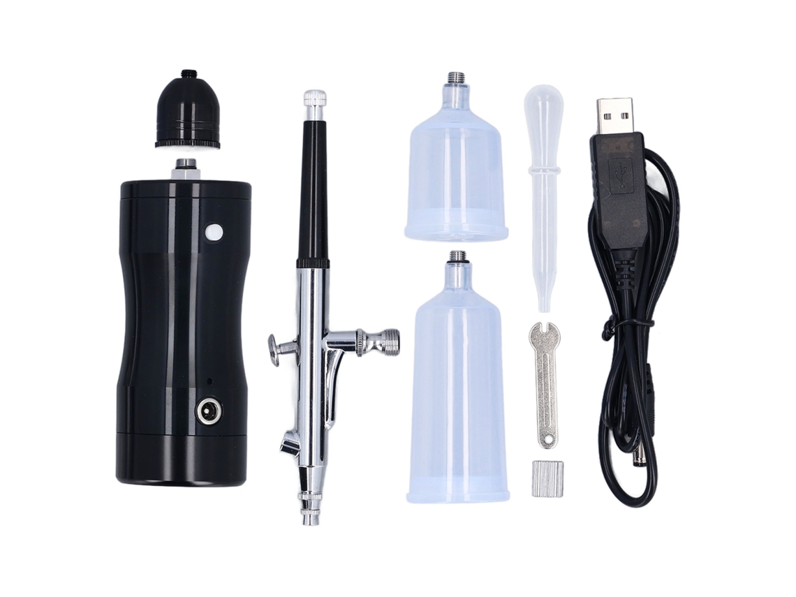 Kit de aerógrafo portátil recarregável sem fio de 27 psi com bico de 0,3 mm e recipientes de reposição de 20 cc e 40 cc.