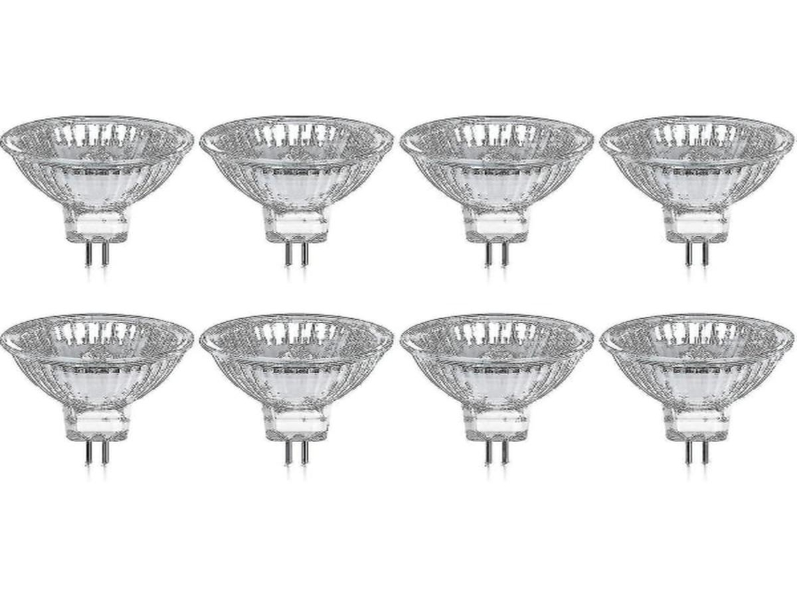 Lurelia Pack De 8 Lâmpadas Halógenas Mr16 Gu5.3 35w 12v 2800k, Branco Quente, Regulável, Sem Cintilação, Candeeiro
