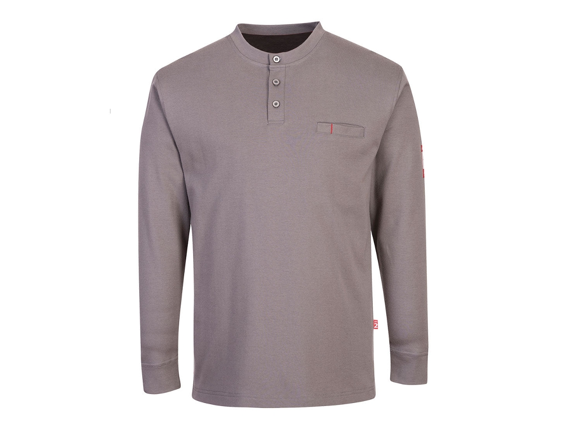 Camiseta Henley Antiestática e Resistente a Chamas Cinza / XL PORTWEST