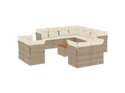 Conjunto de 12 Sofás para Jardim com Almofadões Vime Pe Bege MAISON EXCLUSIVE