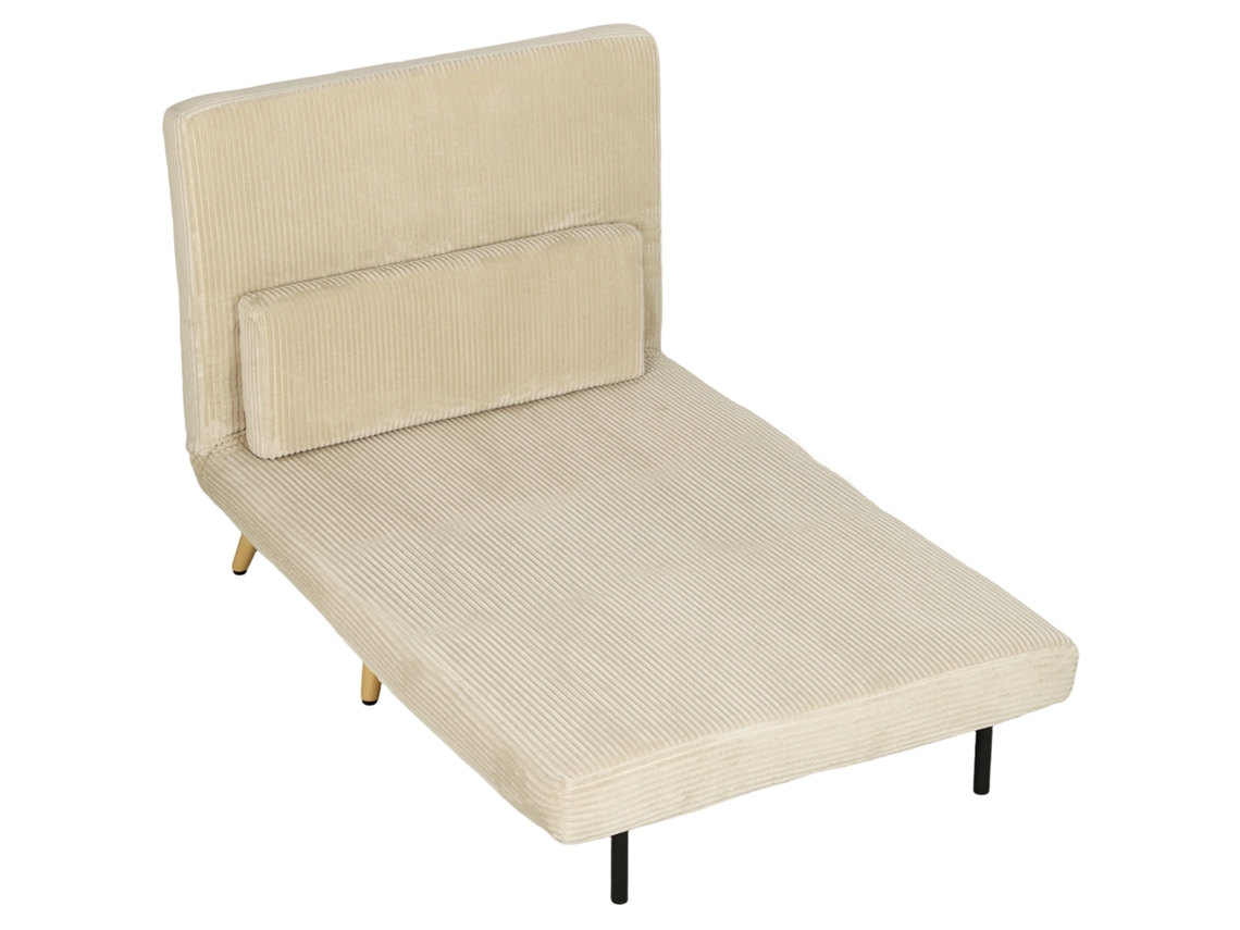 90x190cm Bege, Poltrona-cama 3 Em 1 Com Função De Cama