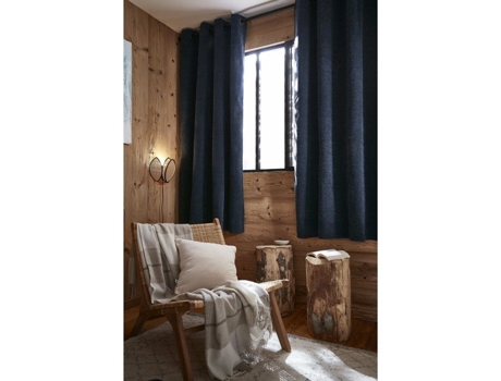 Conjunto de Cortinado LEFFET PAPILLON Blackout Insonorizadas Térmicas Forradas Bjorn Opaca Minuit Lã Multicor - 2pcs (140x260cm)