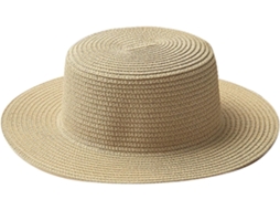 Chapéu De Palha Dobrável Feminino Grande Para Praia, Bege, Design Simples E Elegante, Tamanho Único