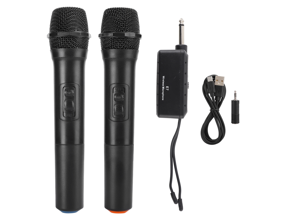 Microfone Sem Fio de Mão E7 Alta Frequência Universal com Receptor e Antena