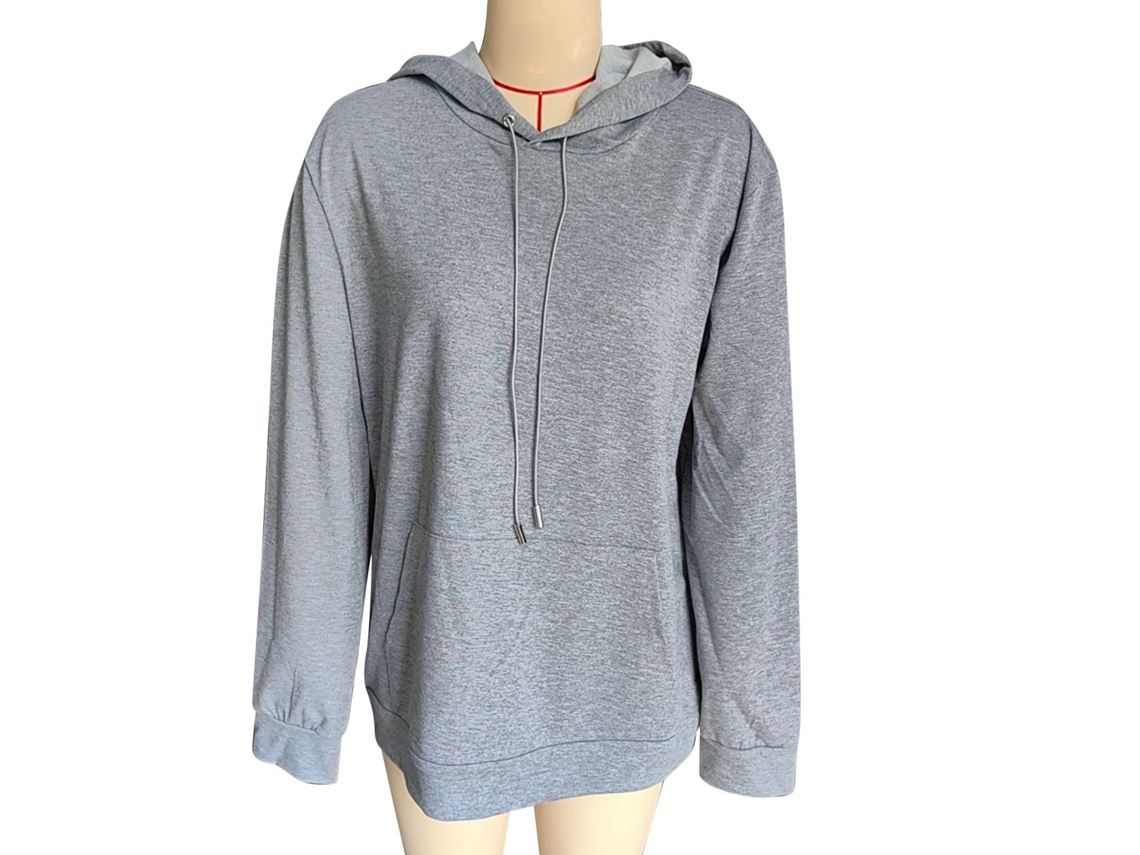 Moletom com Capuz para Homem Manga Longa Casual Estilo Largo com Bolso Cinza Claro M