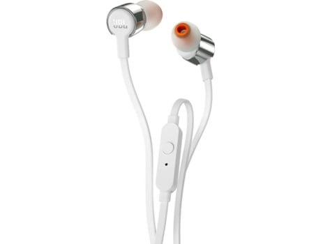 Auriculares com Fio JBL T 210 (In Ear - Microfone - Prateado) | Worten.pt
