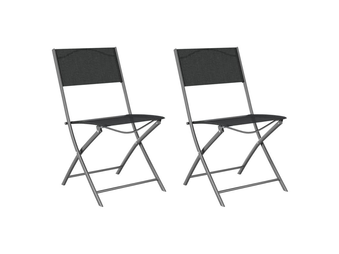 Maison Exclusive - Cadeiras De Exterior Dobráveis 2 Pcs Aço E Textilene Preto