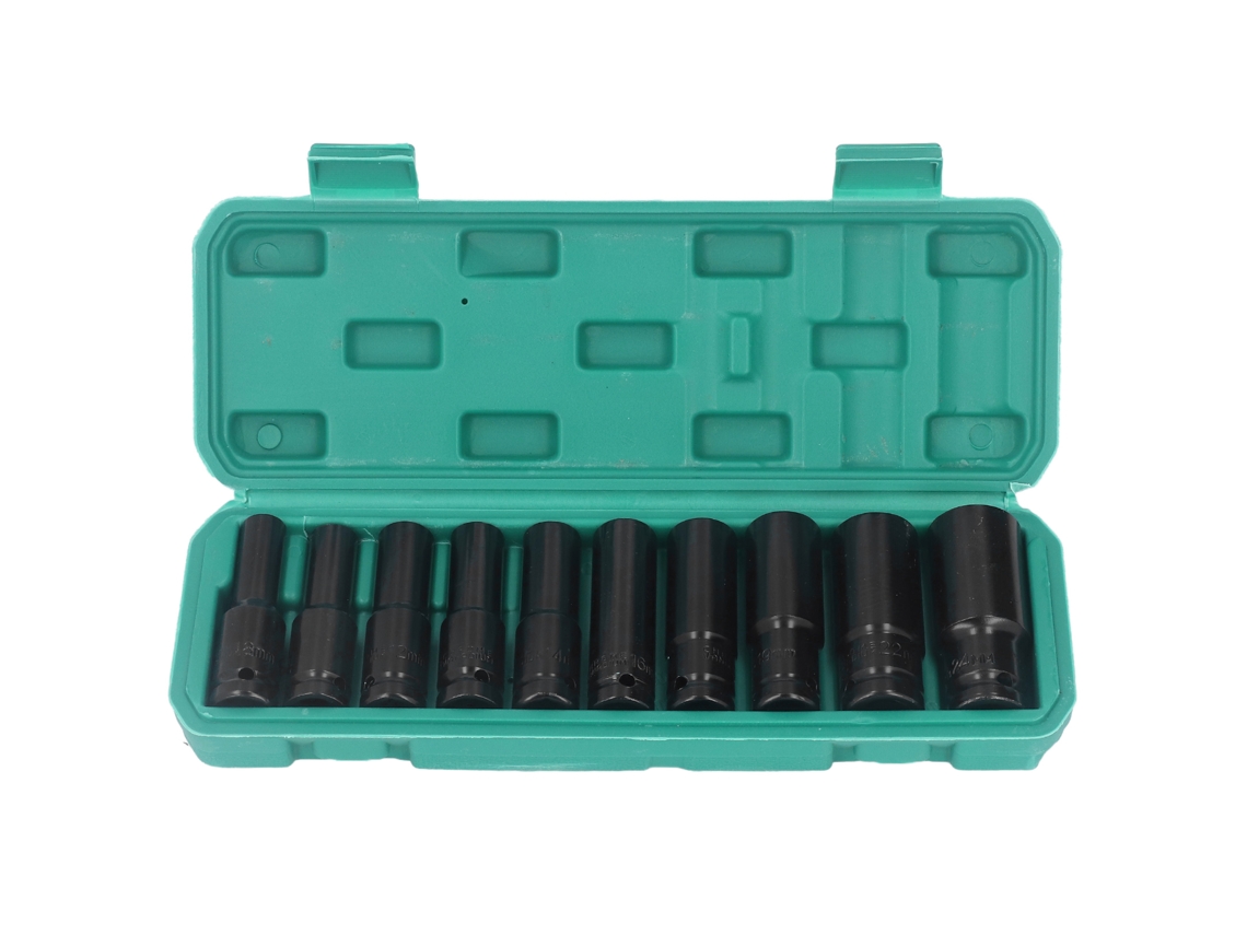 Conjunto de 10 Soquetes de Impacto Aço Alto Carbono 8-24mm Chave Hexagonal para Reparo e Manutenção da S/MARCA